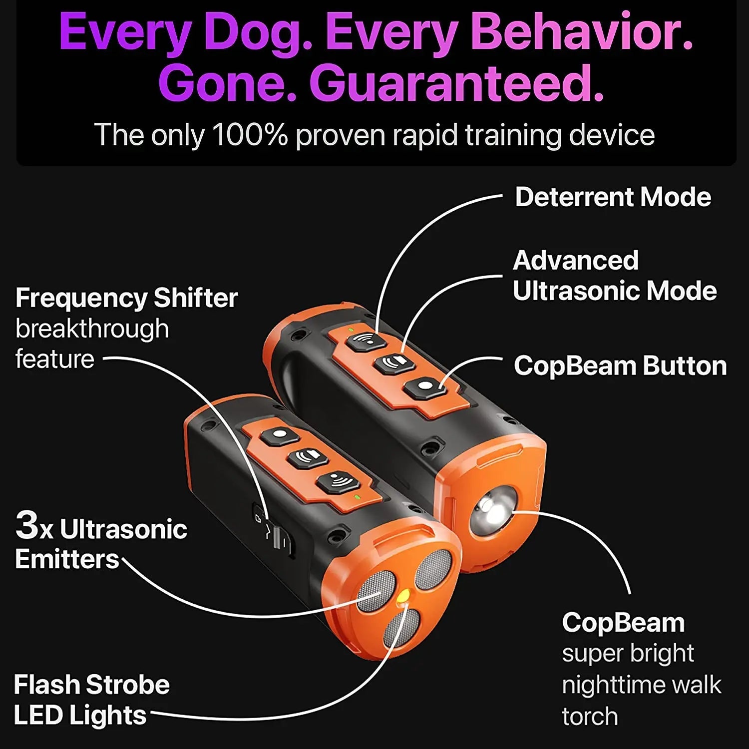 2023 Release Pet Dog Repeller Ultrasonic Dog Training Device Rechargeable Anti Dog Bark Deterrent Device With LED Flashlight Quick Pick Grocers