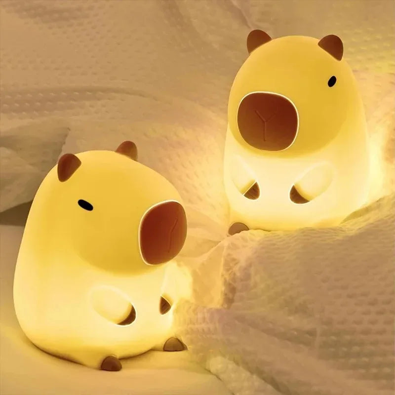 Cute Pet Capybara Night Light Cartoon Silicone Creative Bedside Sleep Night Lamp For Room Decor Birthday gift clearance sale Quick Pick Grocers