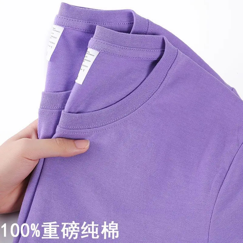 100% Cotton T-shirt Men Women Solid Color O Neck Short-sleeved Tops Summer Korean Loose Half-sleeve T Shirt Unisex M-4XL Quick Pick Grocers