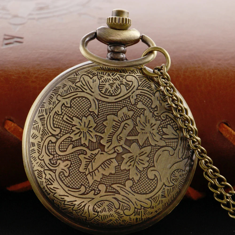 Bronze Mysterious Number Puzzle Men's and Women's Pendant Quartz Pocket Watch Retro Fashion Necklace Student's Best Gift Quick Pick Grocers