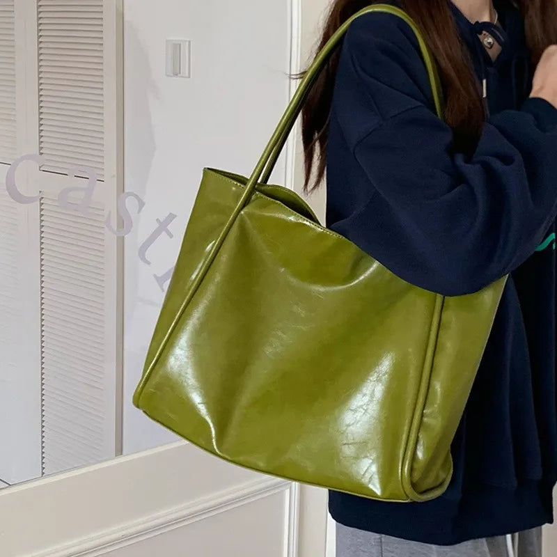 Portable Texture Tote Bag for Women, Shoulder Underarm Bag, Commuting Bag, Large Capacity, Niche Design, Autumn Winter Handbags Quick Pick Grocers