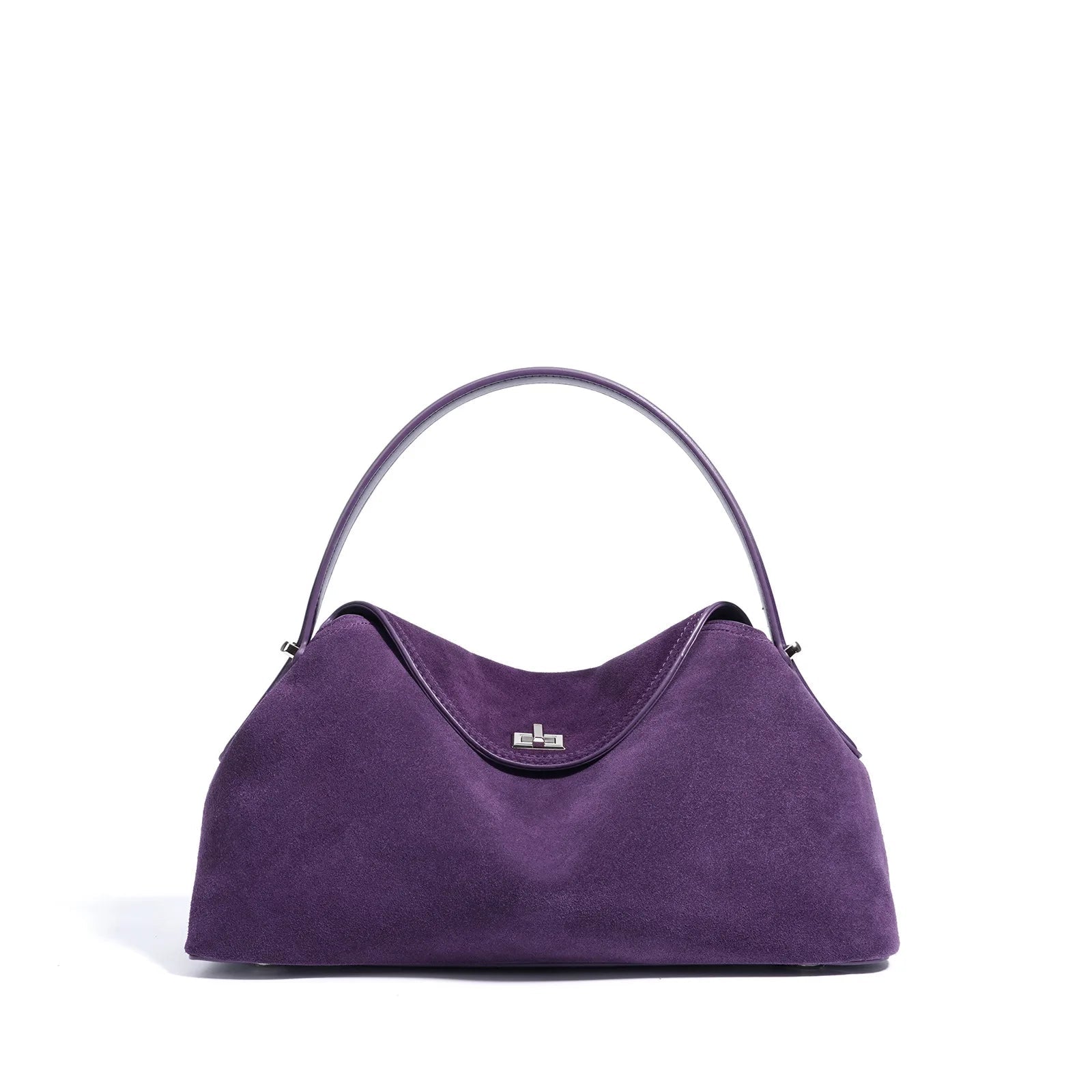 2026 Autumn Winter All-match Bowling Tote All-match Matte Suede Cowhide Leather Women Shoulder Bag Coffee Purple Noble Handbag Quick Pick Grocers