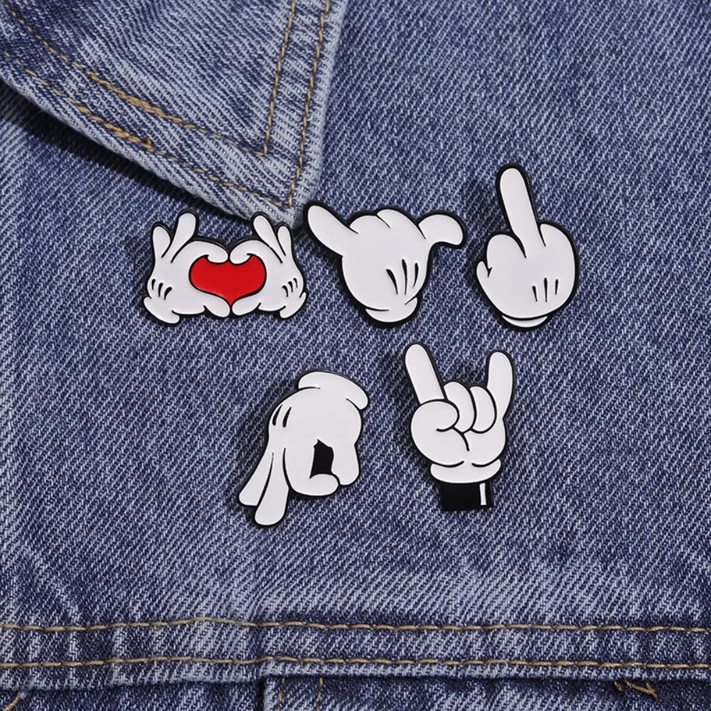Cartoon Finger Gesture Love You Enamel Pins Creative Metal Decoration Brooch Lapel Badge Clothes Backpack Accessory for Friends Quick Pick Grocers