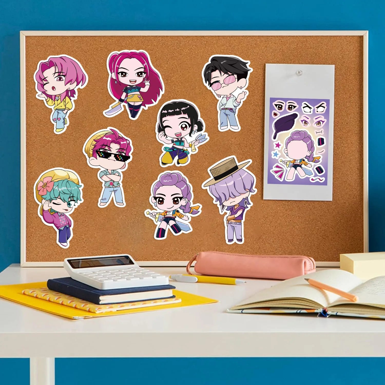 8Sheets Children DIY Puzzle Sticker Games K-POP DEMON HUNTERS Make A Face Funny Assemble Jigsaw Stickers Kids Educational Toys Purest Peak Salt