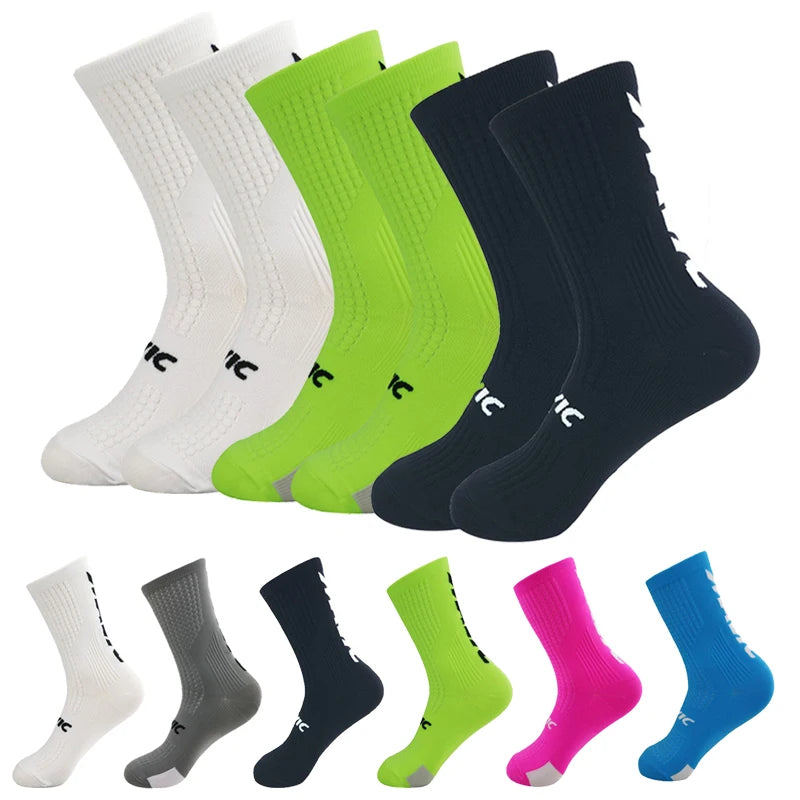 5 Pairs Cycling Socks Men Bicycle Sport Running Bike Socks Mid Tube Compression Outdoor Racing MTB Road Bike Socks Breathable Quick Pick Grocers