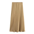 Willshela 2024 Black Satin Skirt Woman High Waist Elegant Long Skirts For Women Fashion Summer Midi Skirt Office Women's Skirts Quick Pick Grocers