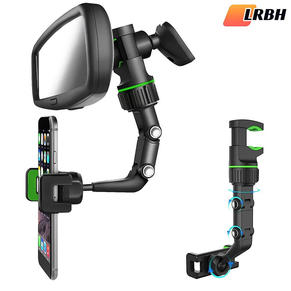 Rearview Mirror Phone Holder 360° Rotatable and Retractable Car Phone Mount Multifunctional Rear View Mirror Holder for All Car Quick Pick Grocers