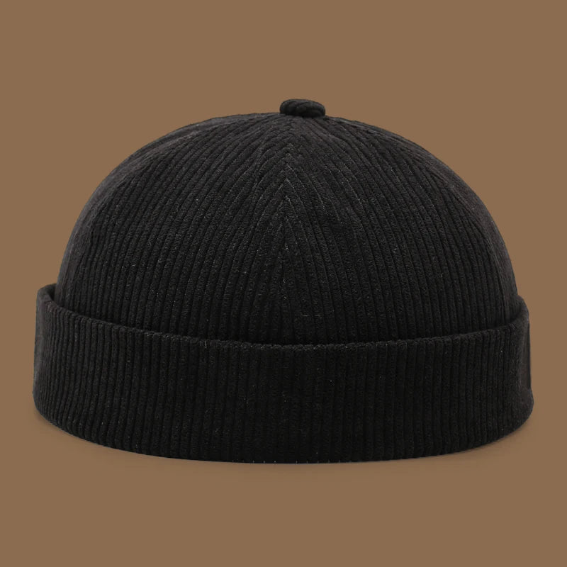 Autumn and winter corduroy brimless casual hat, personalized yuppie hat, men's and women's striped velvet melon skin hat Quick Pick Grocers