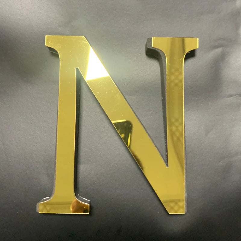 Gold English Letters Mirror 3D Wall Sticker Home Decoration Festival Party Wedding Decor Acrylic Mural Peel & Stick Wallpaper Quick Pick Grocers