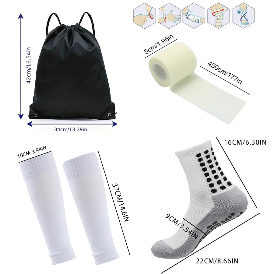 4PCS Set Non-Slip Viscose Football Socks with Drawstring Bag for Men & Women Outdoor Sports Running Basketball Leg Bandage Quick Pick Grocers