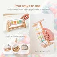 Montessori Rain Stick Toy for Babies Wooden Rainmaker Musical Shaker,Sensory Educational Instrument for Toddlers 6-12 Months Purest Peak