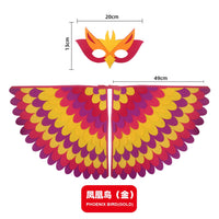 Bird Cosplay Costume Stage Performance Owl Peacock Wings Bird Felt Cape with Mask for Girls Boys Halloween Party Cloak Quick Pick Grocers