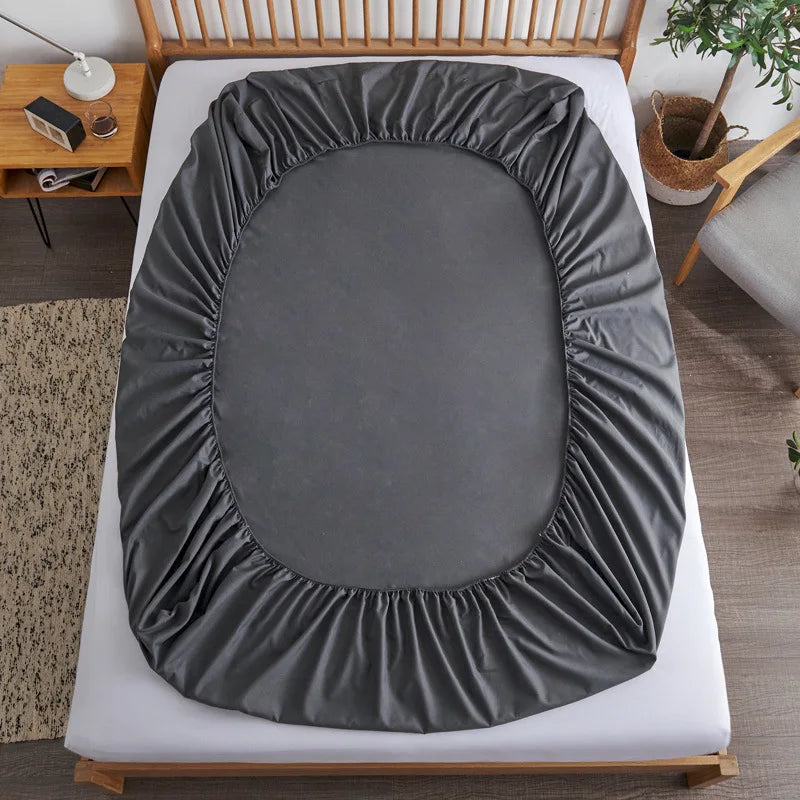 Cotton Fitted Sheet with Elastic Bands Non Slip Adjustable Mattress Covers for Single Double King Queen Bed,140/160/200cm Quick Pick Grocers
