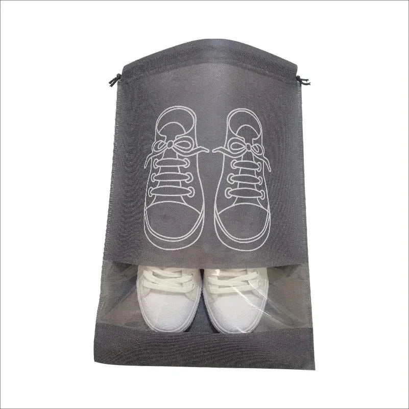 5pcs/set Shoe Storage Bag With Thickened Non-woven Fabric Strap Mouth Large Capacity Travel Waterproof Shoe Bag Moistureproof Econic Blanks
