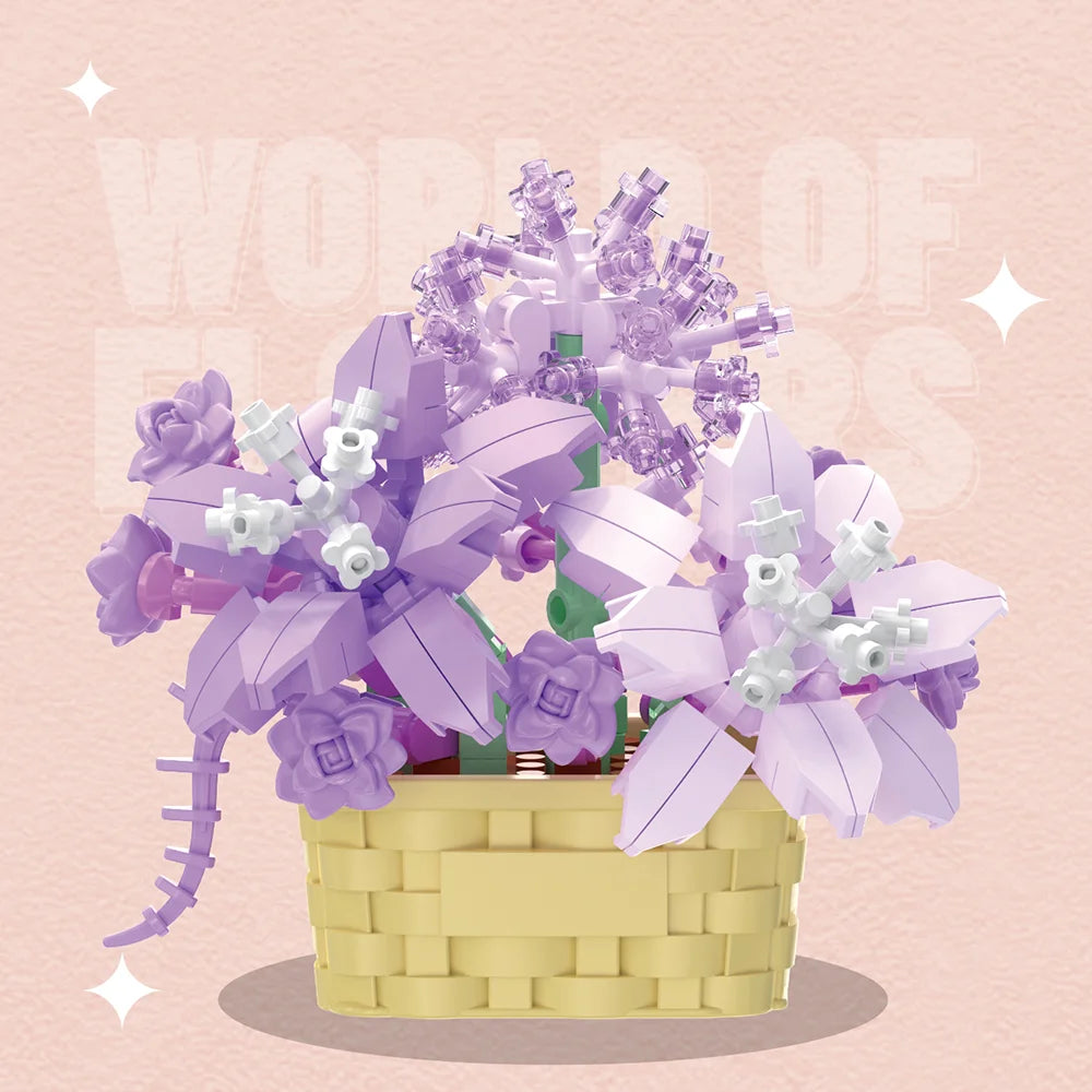 DIY Potted Plant Building Blocks Set - Rose Sunflower Succulents Bonsai Tree Romantic Garden Kids Model Bricks Toy Kit Econic Blanks