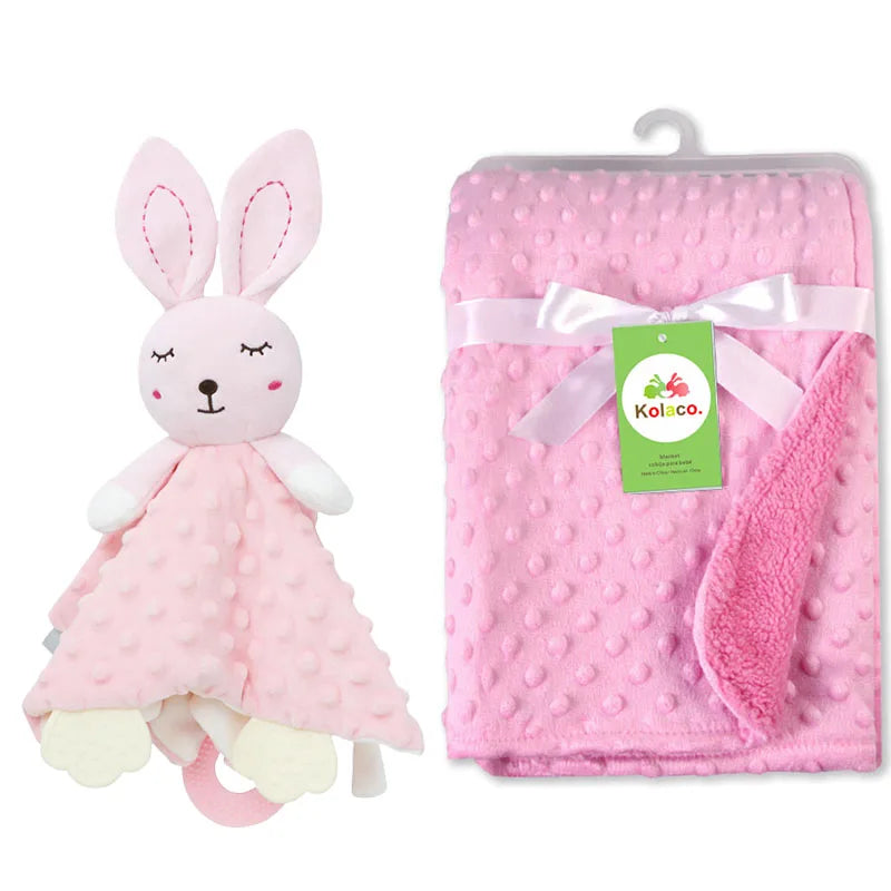 Personalized Newborn Baby Blanket with Name Custom Stroller Sleeping Dolls Animal Security Towel Gift Set for Baby Shower Gifts Purest Peak