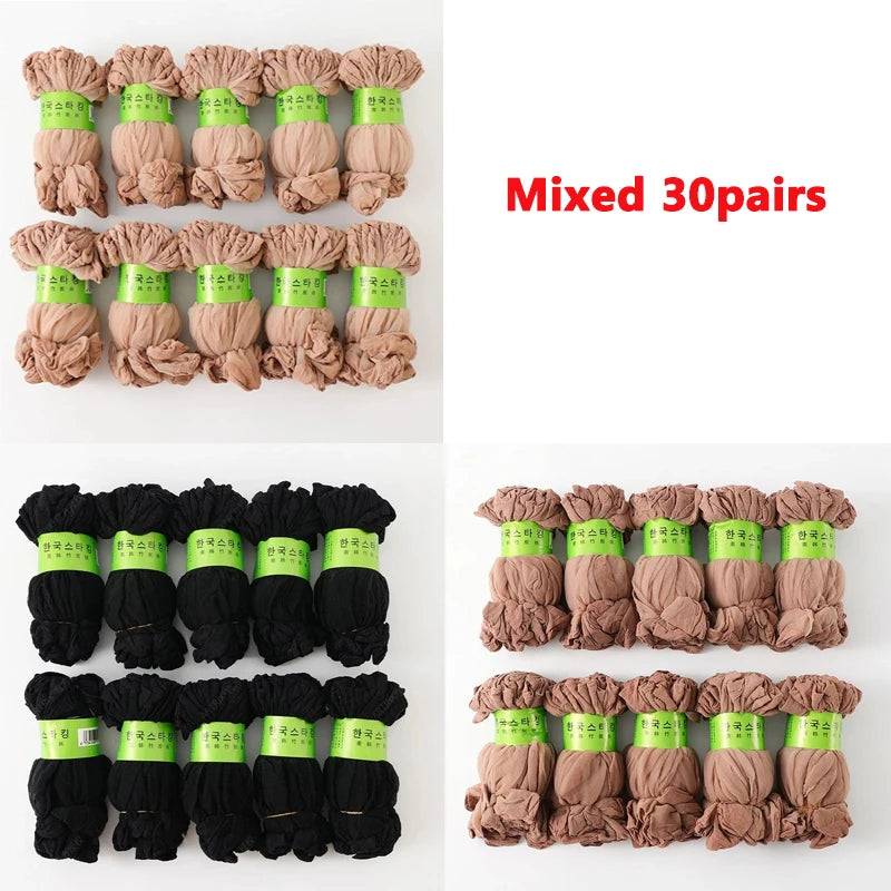 Hot Sale! High Quality Women Velvet Socks Pack Female Summer Thin Silk Transparent Sexy Ankle Nylon Socks Set Quick Pick Grocers