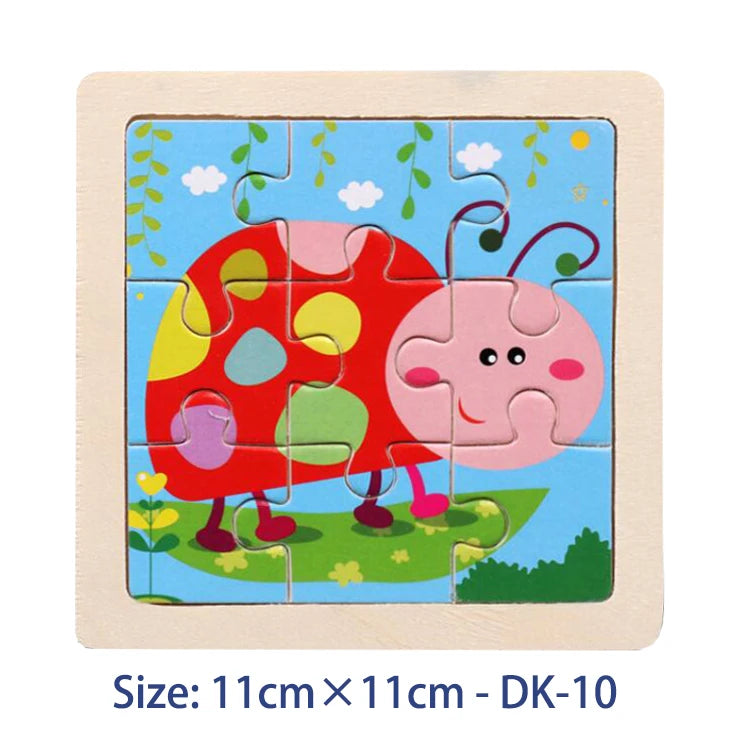 11cm/4.33in Kids Wooden Jigsaw Puzzle Games Cartoon Animal Vehicle Pattern Children Montessori Educational Toys Econic Blanks