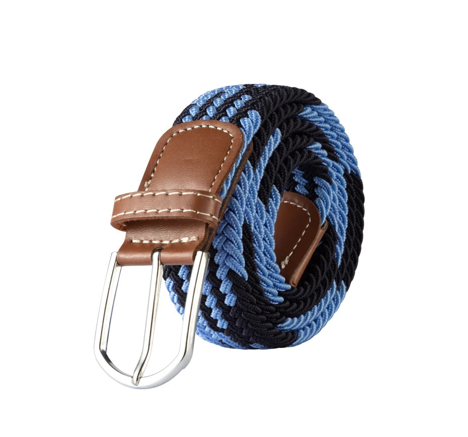 107/120/130CM Fashion Female Elastic Casual Stretch Woven Belt Unisex Canvas Elastic Belts for Women Jeans Pin Buckle Men Belt Quick Pick Grocers