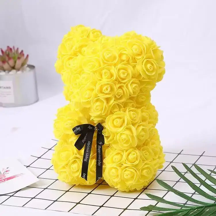 25cm Artificial Teddy Rose Flower Bear with Box Romantic Valentines Day Gift Girlfriend Women Anniversary Wedding Party Supplies Quick Pick Grocers
