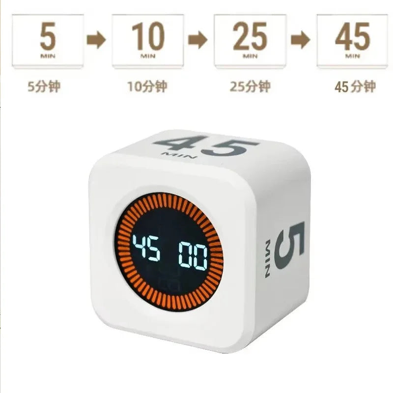 Productivity Timer Cube Timer Gravity Sensor LED Display 4Preset Productivity Time Kid Time Management Kitchen Tools Accessories Quick Pick Grocers