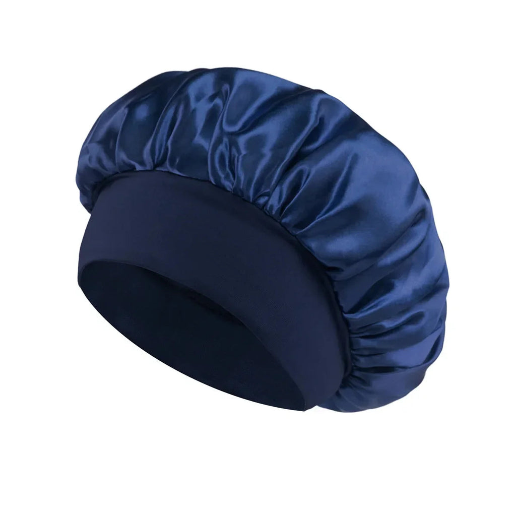 Women Satin Bonnet Hair Bonnet for Sleeping Hair Care Silk Bonnets Solid Wide-brimmed Sleeping Hat with Elastic Soft Band Econic Blanks