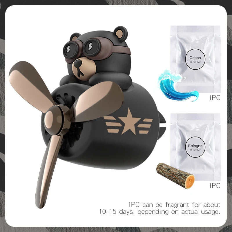 Rotating airplane pilot bear car air fresheners accessories interior decorations fan vent clips perfume fragrance diffuser aroma Econic Blanks