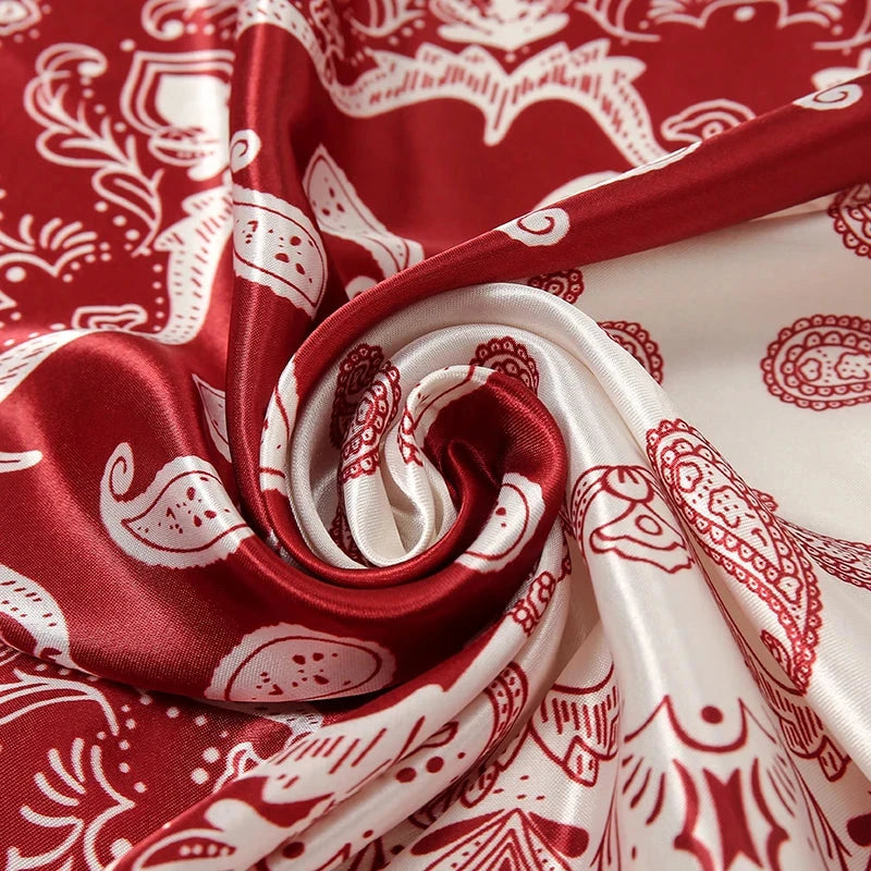 Satin Square Scarf Women Muslim Hijab Elegant 2025 Print Silk Neckerchief Shawl Wraps Headband Handle Hair Accessories Bandana Econic Blanks