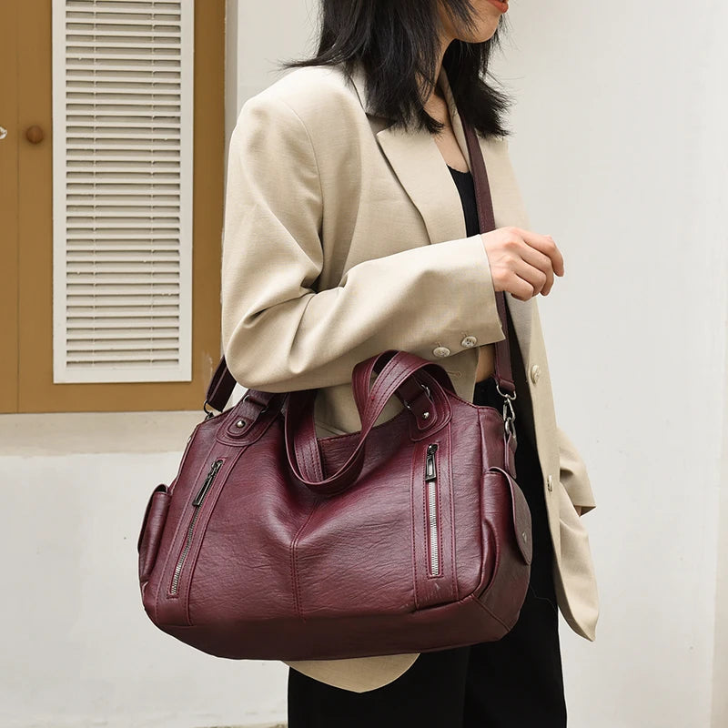 Pu shoulder bag fashionable temperament zipper opening design daily commuter handbag Quick Pick Grocers