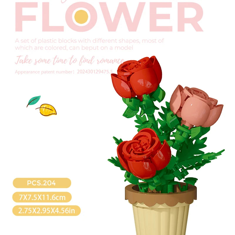 Building block flower potted plant assembly toy decoration micro particle plant potted plant children's toy gift Econic Blanks