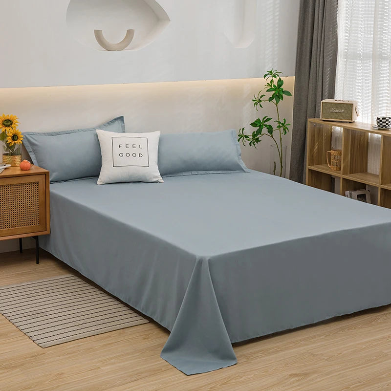 One solid color simple sheet Machine washable single double bed linen Student dormitory sheet (pillowcase not included) Quick Pick Grocers