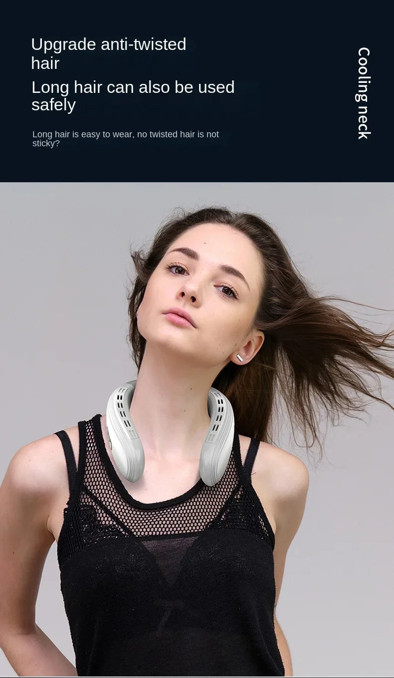 New Portable Neck Fan 5200mAh Neck Air Conditioner Rechargeable Semiconductor Cooling Fan Outdoor Personal Fan Wearable Cooler Quick Pick Grocers