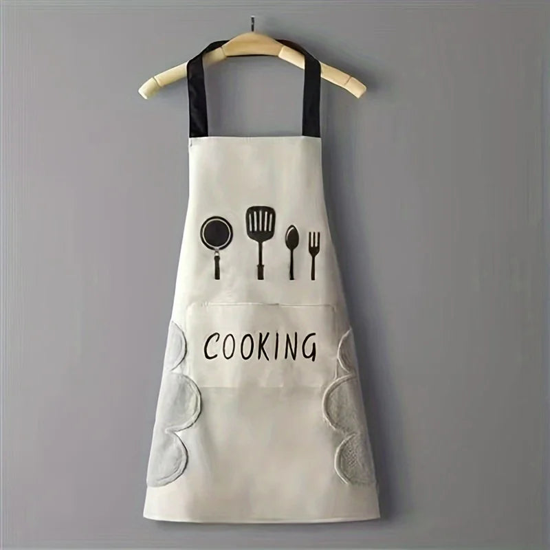 Stylish 1pc Kitchen Apron Unisex Adjustable Cooking Apron Solid Color Household Apron with Pocket for Adults Kitchen Supplies Econic Blanks