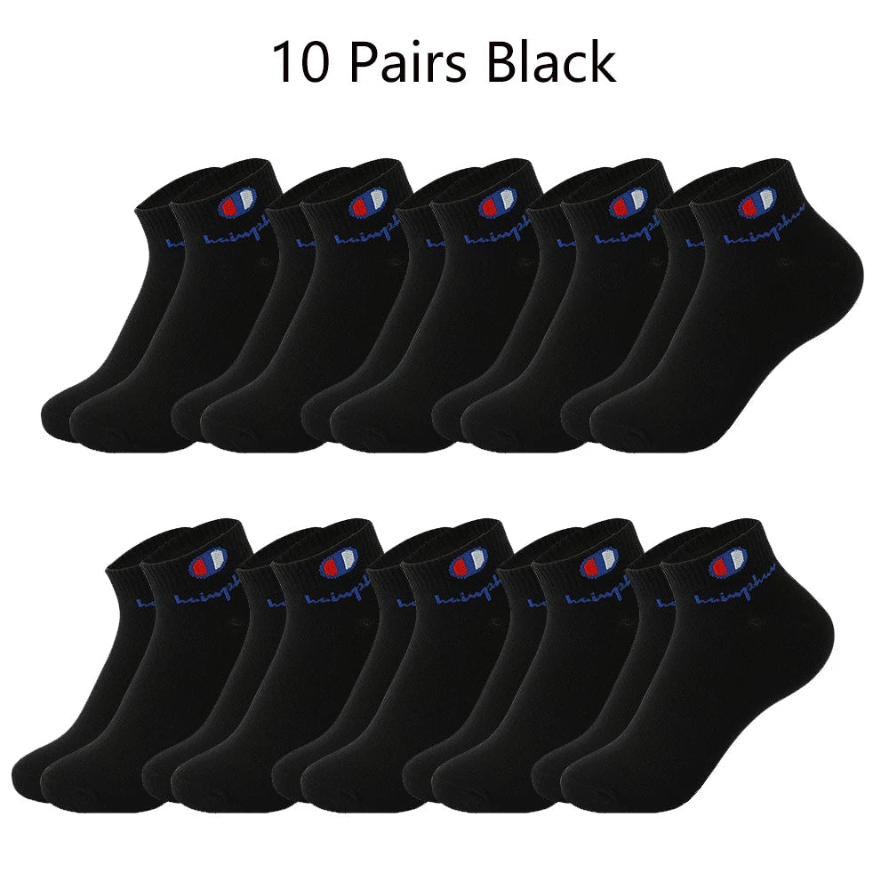 5/10/20 Pairs Men Ankle Socks Cotton Brand Classic Fashion Black White Socks Breathable Mesh Athletic Sports Socks for Summer Quick Pick Grocers