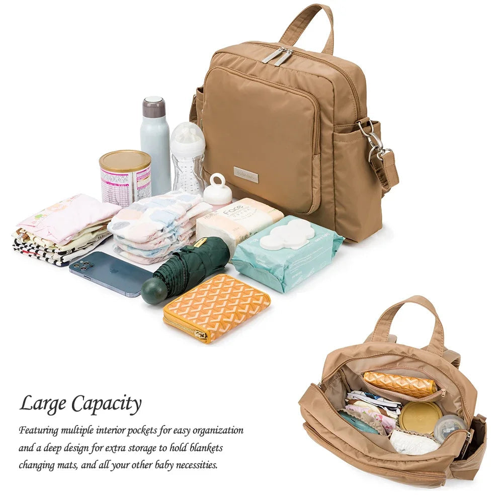 Soboba 2023 New Diaper Bags for Mother Waterproof Large Capacity Solid Polyester Diaper Backpacks Travel Bag for Newborn Baby Purest Peak