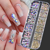 100/50cm Long Luxury Crystal Chain Nail Charms 1.5/2mm Shinying Clear/AB Diamond Nail Art Metal Steel French Manicure Crystal Econic Blanks