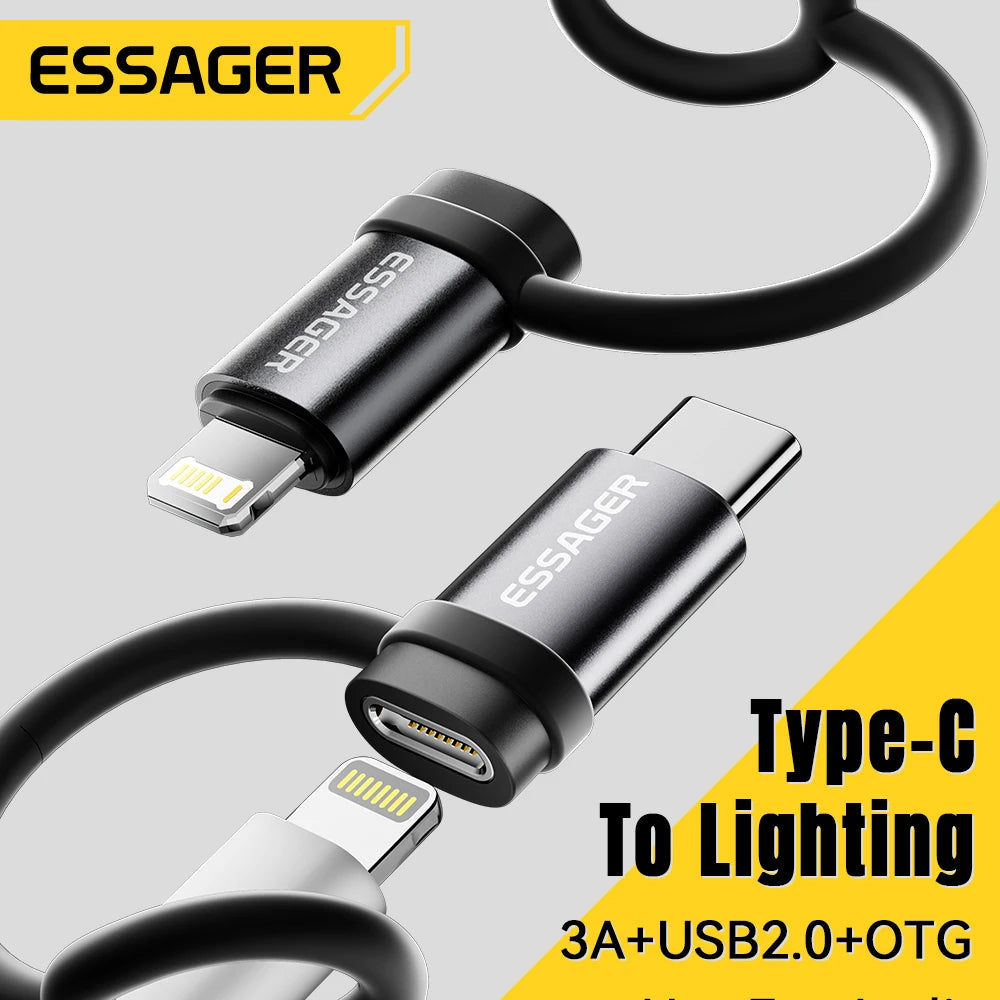 Essager Lighting To USB C Adapter 3A Fast Charging OTG for iPhone 15 xr Pro Type C To Lighting iPhone Connector OTG Converter Quick Pick Grocers