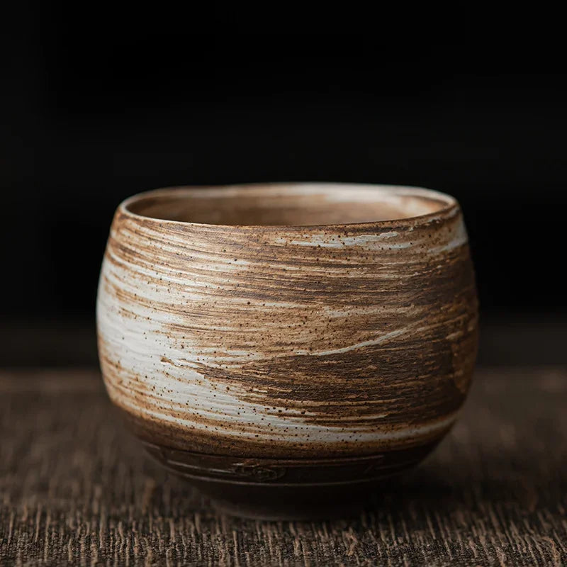 Japanese Handmade Rough Pottery Tea Cup Ceramic Kung Fu Tea Set Single Cup Antique Style Quiet Path Antique Craftsmanship Gift Quick Pick Grocers