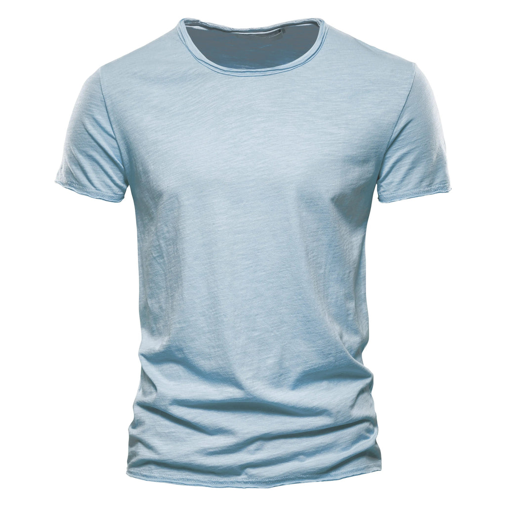 100% Cotton Men T-shirt Casual Soft Fitness Summer Thin T-shirts Men's Home Clothes O-Neck Short Sleeve Soild T Shirt for Men Quick Pick Grocers