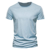100% Cotton Men T-shirt Casual Soft Fitness Summer Thin T-shirts Men's Home Clothes O-Neck Short Sleeve Soild T Shirt for Men Quick Pick Grocers