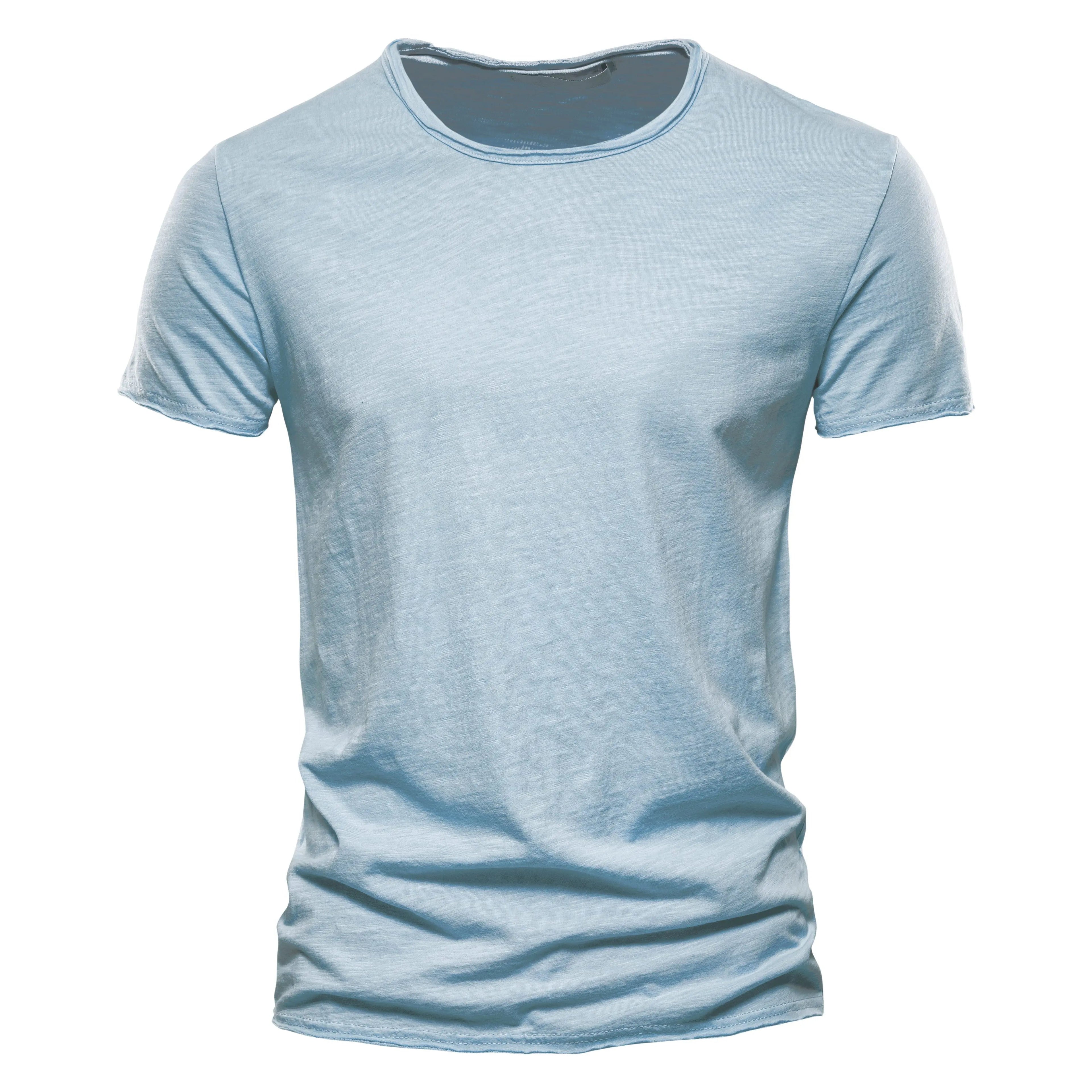 100% Cotton Men T-shirt Casual Soft Fitness Summer Thin T-shirts Men's Home Clothes O-Neck Short Sleeve Soild T Shirt for Men Quick Pick Grocers