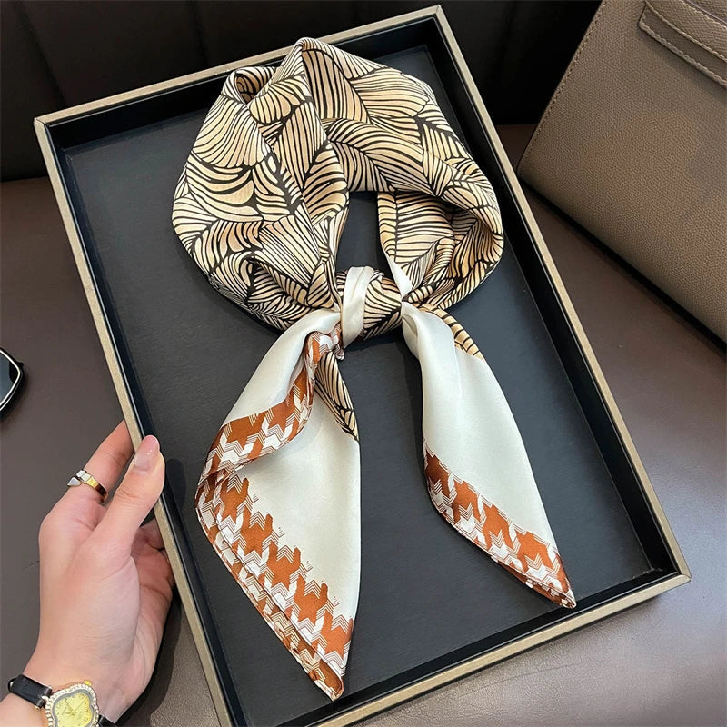Bohemian Style Print Luxury Brand Silk Square Scarf Women Satin Shawls Neckerchief Wrap Scarves Bandana Hair Hjiab Floral Quick Pick Grocers