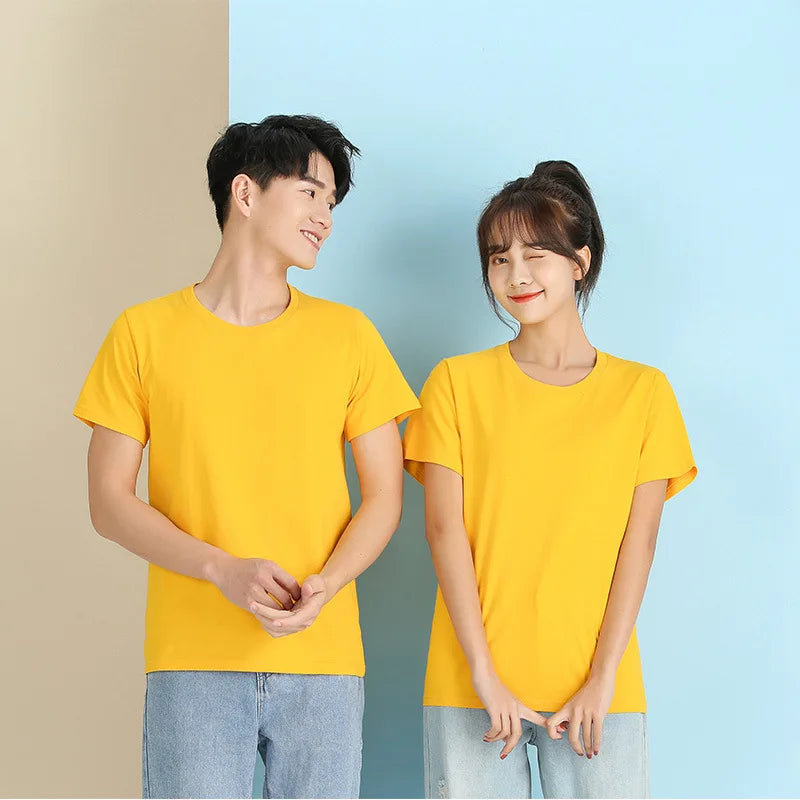 2026 Brand New 100% Cotton Mens T-shirt Pure Color Men T Shirts Round Collar Short-Sleeve Man T-shirt Top Tees For Male Clothes Quick Pick Grocers