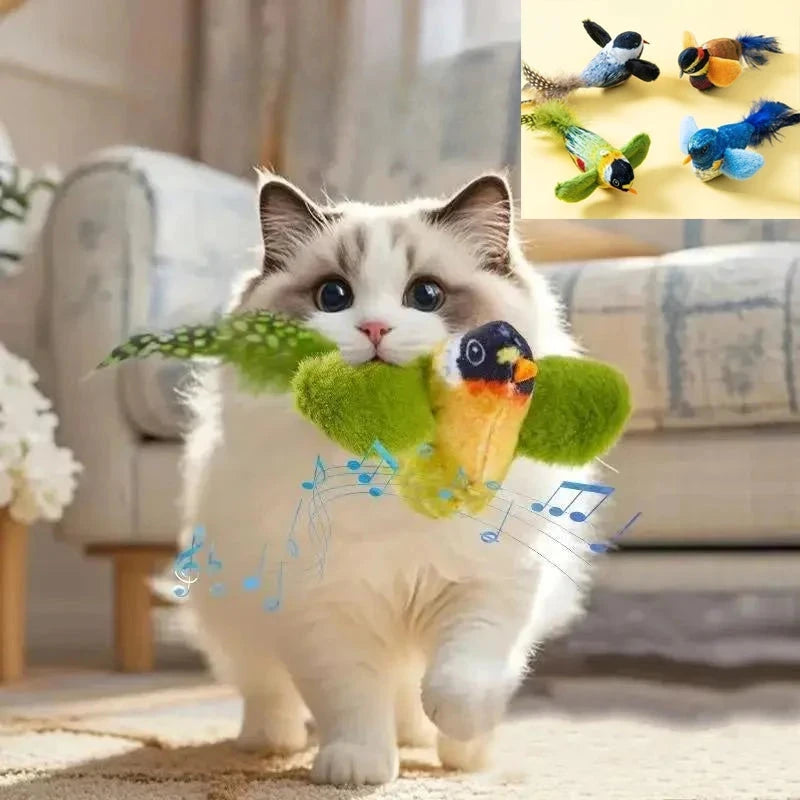 Indoor Interactive Birds Toy for Cat Chasing Teasing Toy Sounding Catnip Cat Teaser Toy Self-hilarity Wall Hanging Birds Cat Toy Econic Blanks