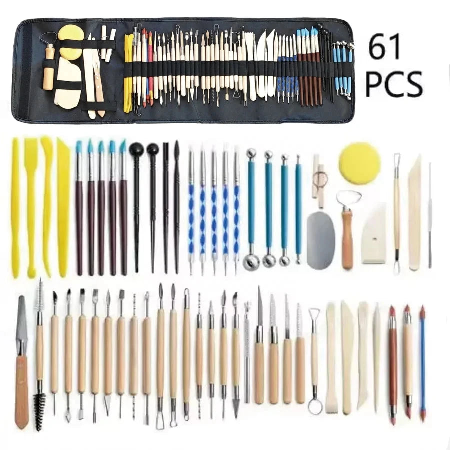 Pottery Clay Sculpting Tools Kit 8-61 Pcs/Set, Ceramic Wax Clays Carving Tools for Art Craft Pottery Sculpting Modeling Tool Set Econic Blanks