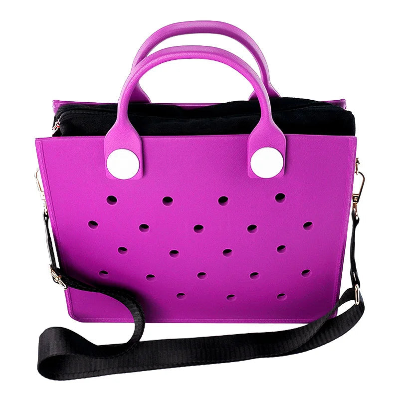 EVA Large Leather Shoulder Bag Handbag Tote Bag Storage for Women Casual Waterproof Beach Bag Hole Fit Charm Fashion Storage Bag Quick Pick Grocers
