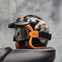Retro semi-open motorcycle helmet cross-country motorcycle accessories motorcycle helmet 3/4 retro helmet in winter Quick Pick Grocers