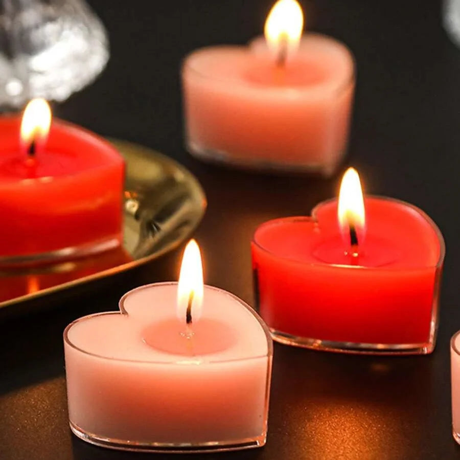 9pcs Heart-shaped Scented Tea Candles Valentine's Day Romantic Love Candle Proposals Wedding Anniversary Decorative Candle Econic Blanks