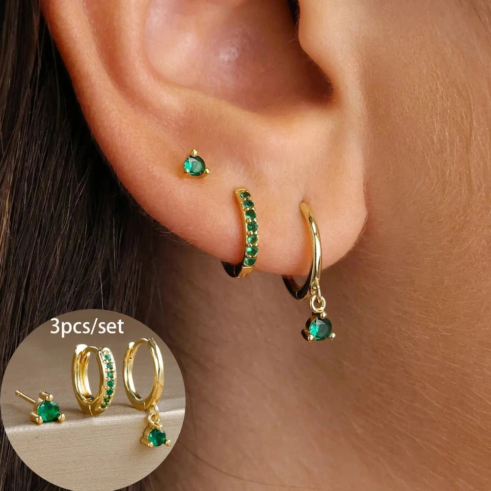 3 Piece Fashion Stainless Steel Round Star Drop Earrings Set for Women 18K Gold Plated Dangle Earring Punk Unisex Rock  Jewelry Econic Blanks