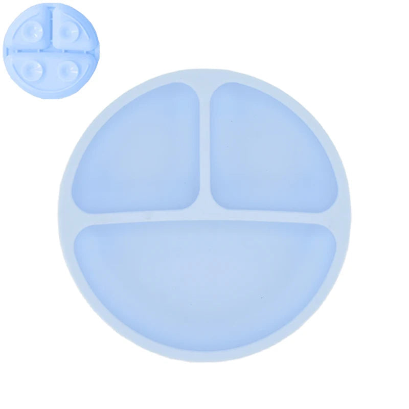 Silicone Baby Sucker Silicone Dining Plate Rice Spoon Set Cute Cartoon Children Dishes Smile Face Baby Tableware Retro Kid Bowl Purest Peak